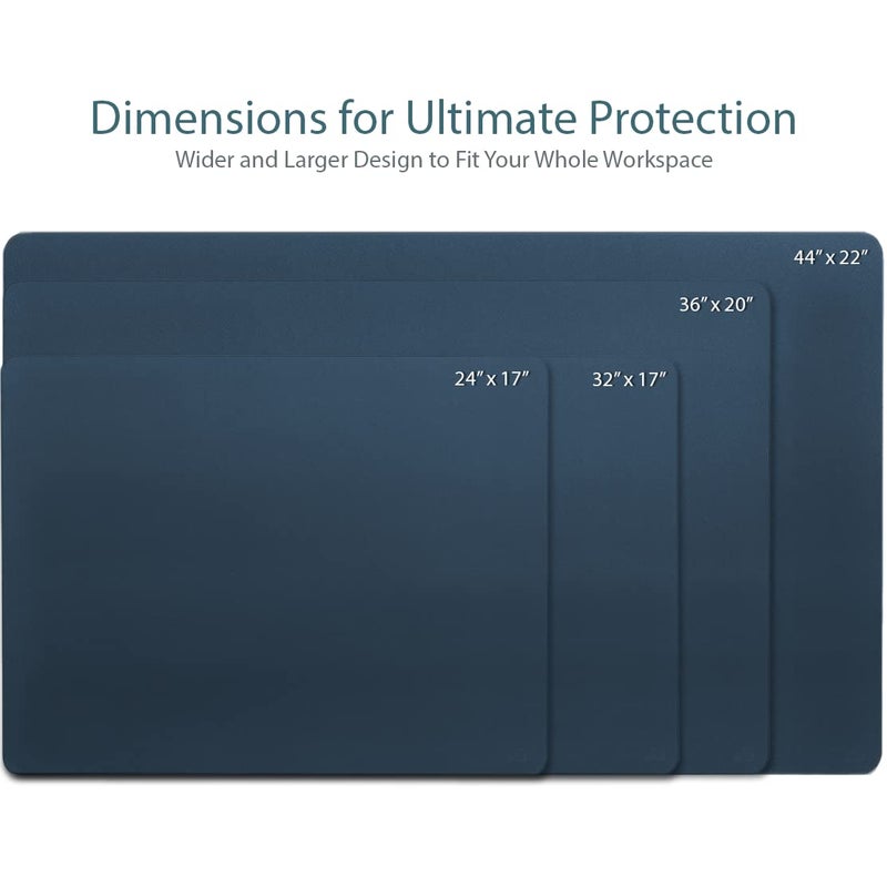 Vine Creations Leather Desk Mat Large 36" x 20", Desk Protector Mat, PU Leather Desk Pad, Large Mouse Pad, Desk Blotter, Desk Pads on Top of Desks, Desk Matt for Desktop, Office Desk Mat (Dark Blue) - Image 2